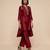 Burgundy embroidered raw silk kurta set