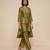 Olive green embroidered raw silk kurta set