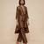 Brown embroidered raw silk kurta set
