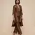 Brown embroidered raw silk kurta set