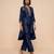 Navy blue embroidered raw silk kurta set