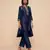 Navy blue embroidered raw silk kurta set
