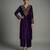 Purple embroidered velvet kurta set