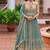 Sky blue chinon silk semi stitched long kurti with lehega set