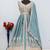 Sky blue chinon silk semi stitched long kurti with lehega set