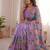 Lavender Viscose crunchy silk embroidered and diamond work saree