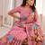 Peach Viscose crunchy silk embroidered and diamond work saree