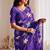 Purple Viscose crunchy silk embroidered and diamond work saree