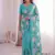 Aqua-blue Viscose crunchy silk embroidered and diamond work saree
