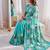 Aqua-blue Viscose crunchy silk embroidered and diamond work saree