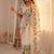 White Viscose crunchy silk embroidered and diamond work saree