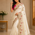 Ivory Color embroidery And Hand work Satin Saree