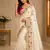 Ivory Color embroidery And Hand work Satin Saree