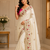 Ivory Color embroidery And Hand work Satin Saree