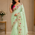 Light Green Color embroidery And Hand work Satin Saree