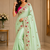 Light Green Color embroidery And Hand work Satin Saree