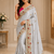 Light Lavender Color embroidery And Hand work Satin Saree