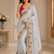 Light Lavender Color embroidery And Hand work Satin Saree