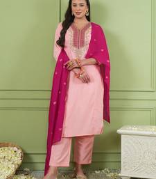 Women's Beautiful Embroidery Work Simar Gold Fabric Straight Kurta Pant and Dupatta Set