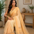 beige printed chanderi cotton ready to wear saree with unstitched blouse