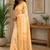 beige printed chanderi cotton ready to wear saree with unstitched blouse