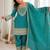 Turquoise vichitra silk kurta set with sequins jari embroidery dupatta