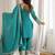 Turquoise vichitra silk kurta set with sequins jari embroidery dupatta
