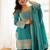 Turquoise vichitra silk kurta set with sequins jari embroidery dupatta