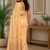 beige printed chanderi cotton ready to wear saree with unstitched blouse