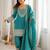 Turquoise vichitra silk kurta set with sequins jari embroidery dupatta