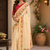 beige pink printed chanderi cotton ready to wear saree with unstitched blouse