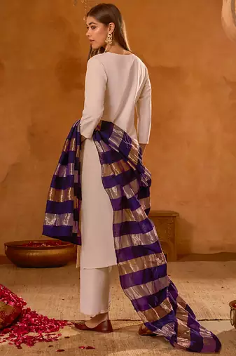Women's Beautiful Embroidery Work Simar Fabric Straight Kurta Pant and Dupatta Set