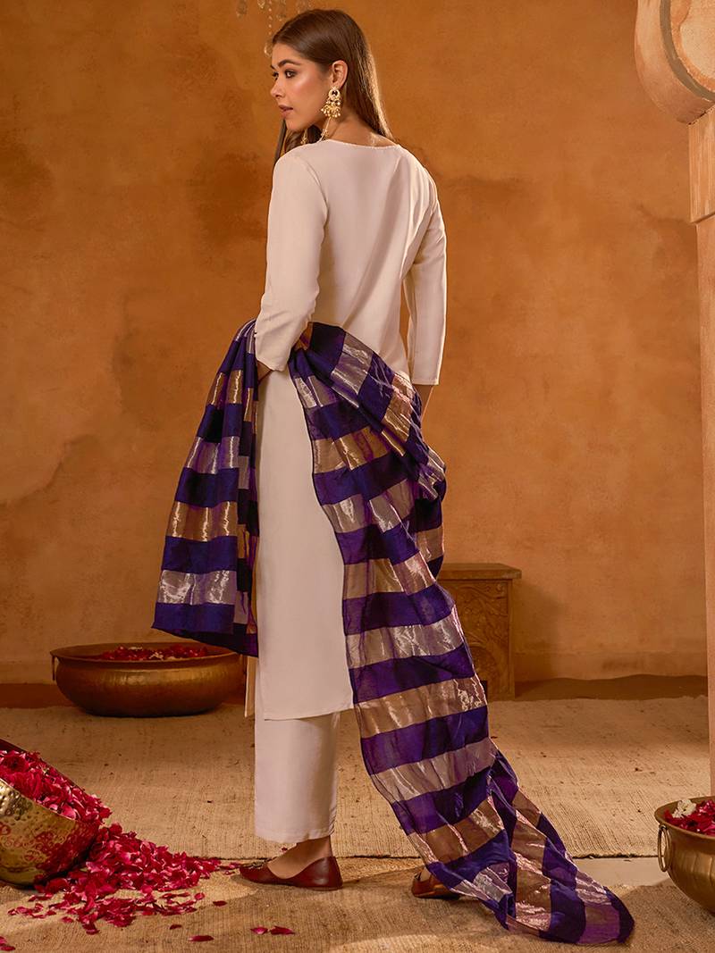 Women's Beautiful Embroidery Work Simar Fabric Straight Kurta Pant and Dupatta Set