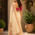 beige pink printed chanderi cotton ready to wear saree with unstitched blouse