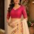 beige pink printed chanderi cotton ready to wear saree with unstitched blouse