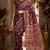 brown printed chanderi cotton ready to wear saree with unstitched blouse