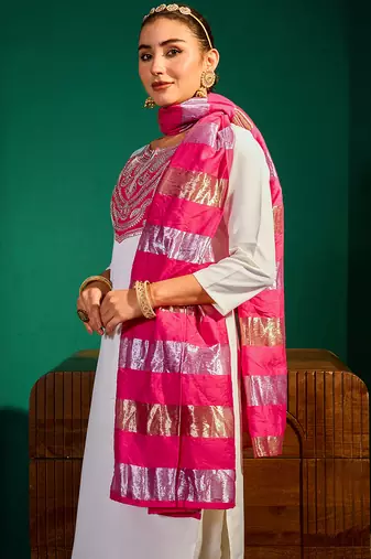 Women's Beautiful Embroidery Work Simar Fabric Straight Kurta Pant and Dupatta Set