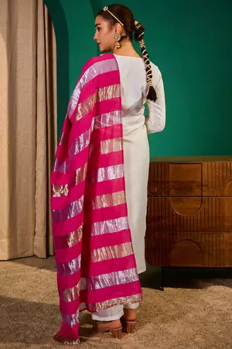 Women's Beautiful Embroidery Work Simar Fabric Straight Kurta Pant and Dupatta Set