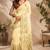 cream brown printed chanderi cotton ready to wear saree with unstitched blouse