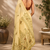 cream brown printed chanderi cotton ready to wear saree with unstitched blouse