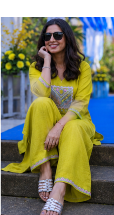 Cotton slub dyed straight kurti-pant set 3
