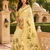 cream green printed chanderi cotton ready to wear saree with unstitched blouse