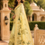 cream green printed chanderi cotton ready to wear saree with unstitched blouse