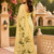 cream green printed chanderi cotton ready to wear saree with unstitched blouse