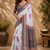 grey printed chanderi cotton ready to wear saree with unstitched blouse