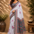 grey printed chanderi cotton ready to wear saree with unstitched blouse