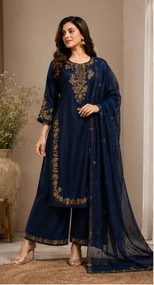 Cotton cambric straight kurti-pant-dupatta set 2