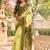 lemon yellow printed chanderi cotton ready to wear saree with unstitched blouse