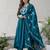 Women's Beautiful Embroidery Work Chinon Fabric Flared Anarkali Pant and Dupatta Set