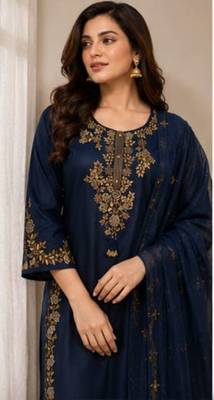 Cotton cambric straight kurti-pant-dupatta set 3